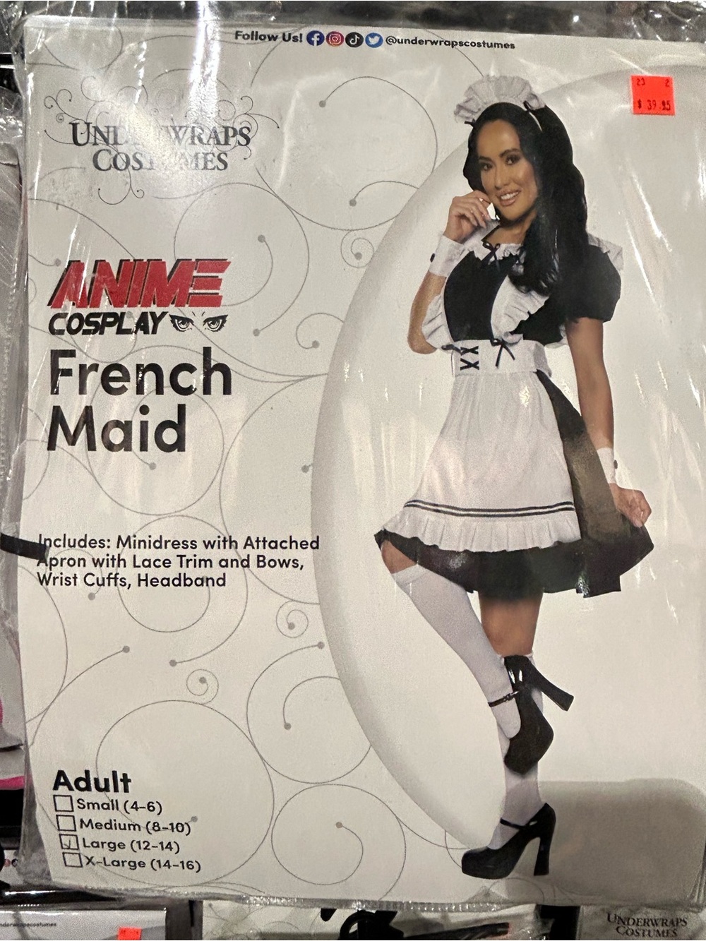 Underwraps Black & White French Maid Costume for Women